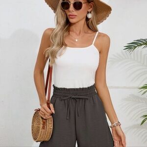 Chiclily High Waist Paperbag Shorts with Drawstring - size Large -NWT